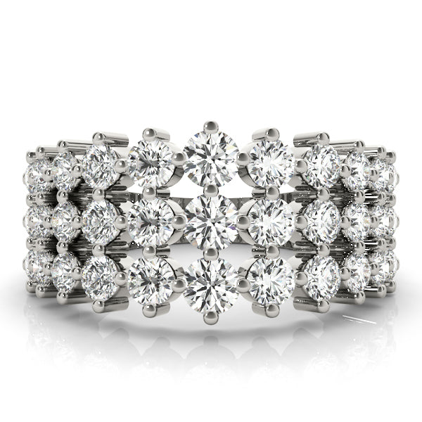 Platinum Multi-Row Lab Diamond Fashion Ring