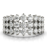 18K White Gold Lab Diamond 3-Row Ring