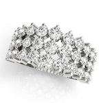 18K White Gold Lab Diamond 3-Row Ring