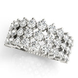 14K White Gold Lab Diamond 3-Row Ring