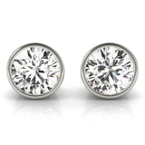 0.1CT Lab Diamond Bezel Stud Earrings - 14K White Gold