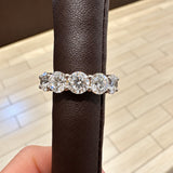 14 Kt Gold, 4.00 Carat, 5 Stone Wedding Band, Laboratory Created Diamond
