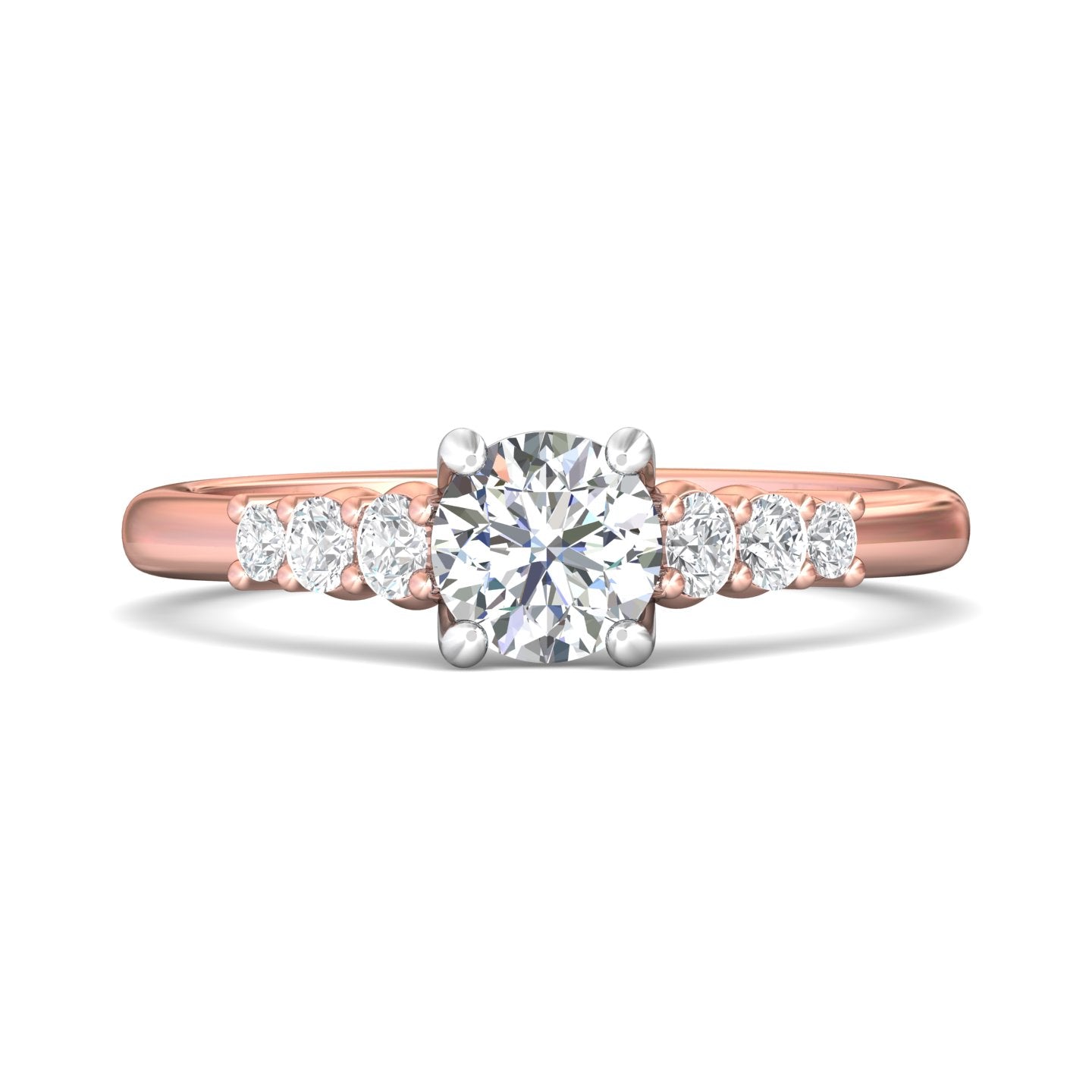 14K Gold Pink/White Channel/Shared Prong Engagement Ring from the Channel/Shared Prong collection - CTSP01_14KPW_Rd_5.5_Std_H-I_SI2