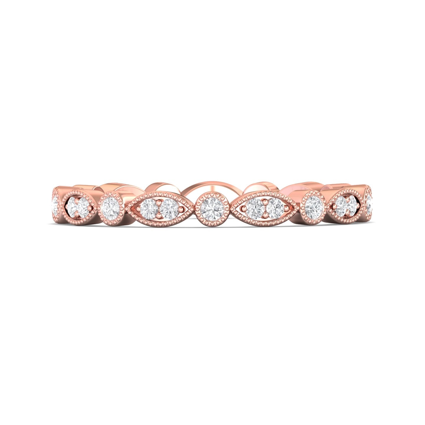 18K Gold Pink Micropave Wedding Band from the Micropave collection - DABFM35XS_18KP_Prm_H-I_SI1