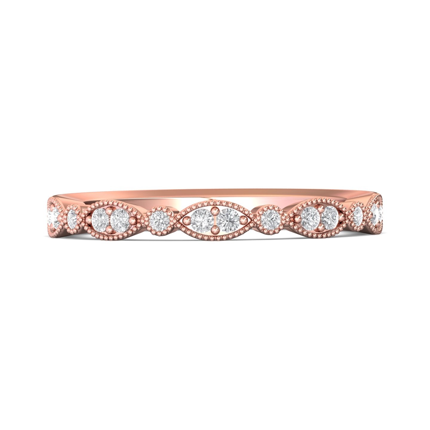 18K Gold Pink Micropave Wedding Band from the Micropave collection - DABM35XS_18KP_Prm_H-I_SI1