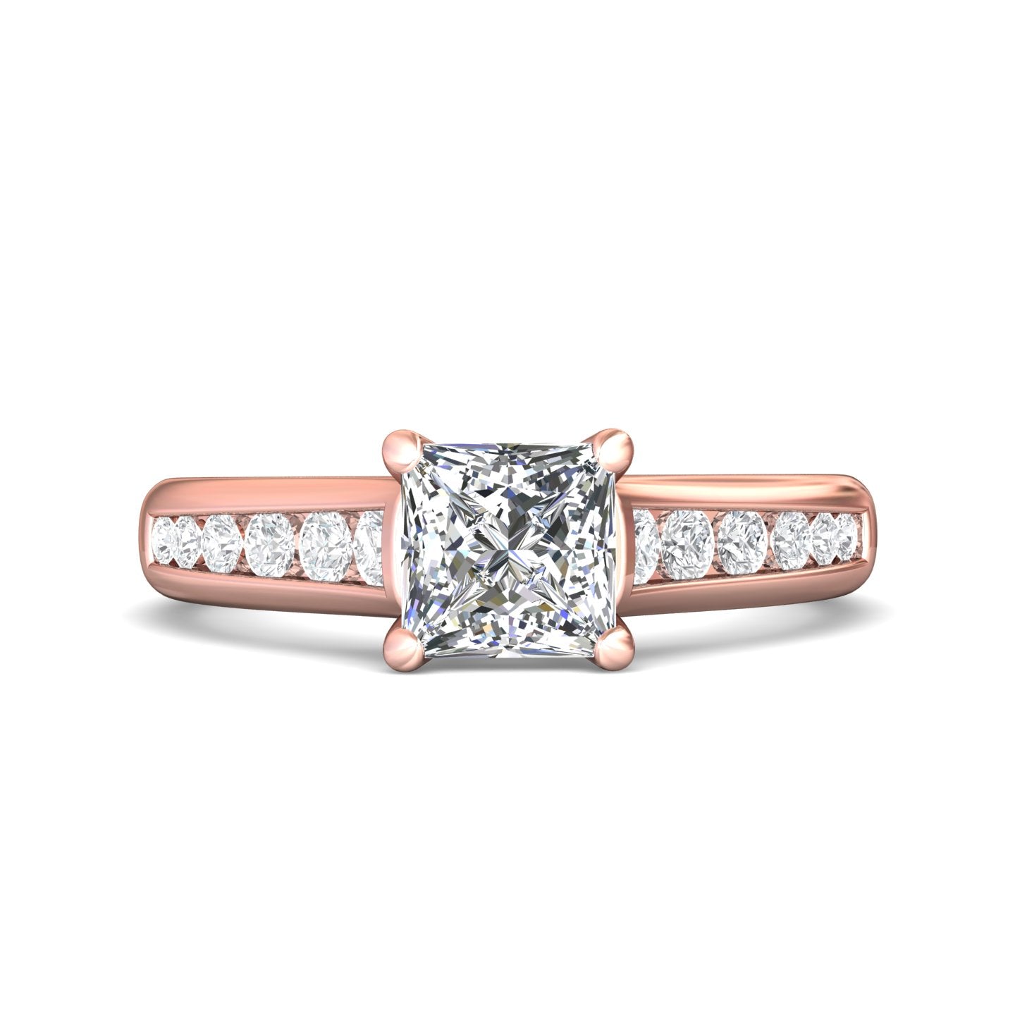 14K Gold Pink Channel/Shared Prong Engagement Ring from the Channel/Shared Prong collection - DERC01XS_14KP_Pr_6_Prm_H-I_SI1