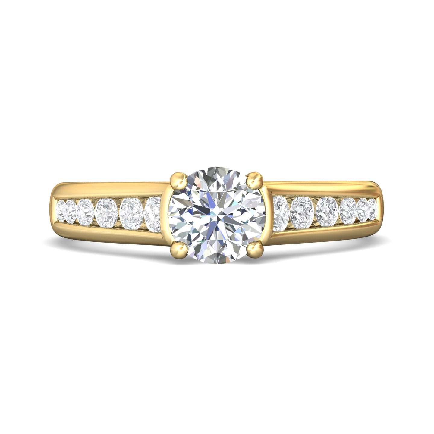 14K Gold Yellow Channel/Shared Prong Engagement Ring from the Channel/Shared Prong collection - DERC01XS_14KY_Rd_6.0_Prm_H-I_SI1