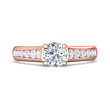 18K Gold Pink Channel/Shared Prong Engagement Ring from the Channel/Shared Prong collection - DERC01XS_18KP_Rd_6.0_Prm_H-I_SI1