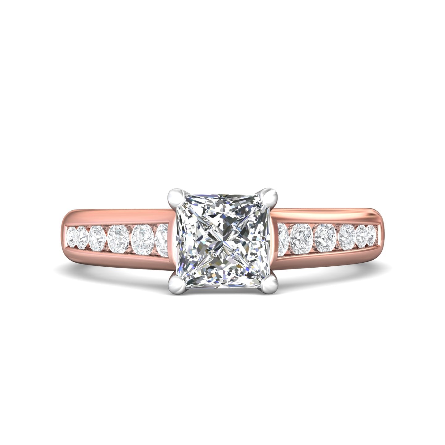 18K Gold White/Pink Channel/Shared Prong Engagement Ring from the Channel/Shared Prong collection - DERC01XS_18KWP_Pr_6_Prm_H-I_SI1