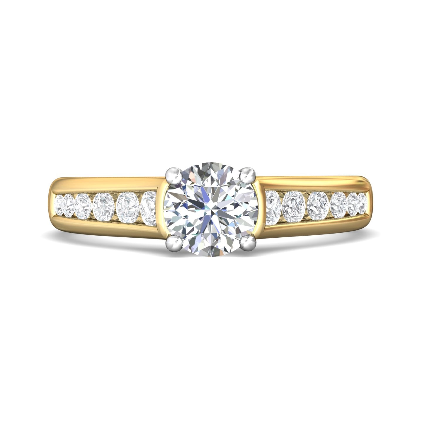 18K Gold White/Yellow Channel/Shared Prong Engagement Ring from the Channel/Shared Prong collection - DERC01XS_18KWY_Rd_6.0_Prm_H-I_SI1