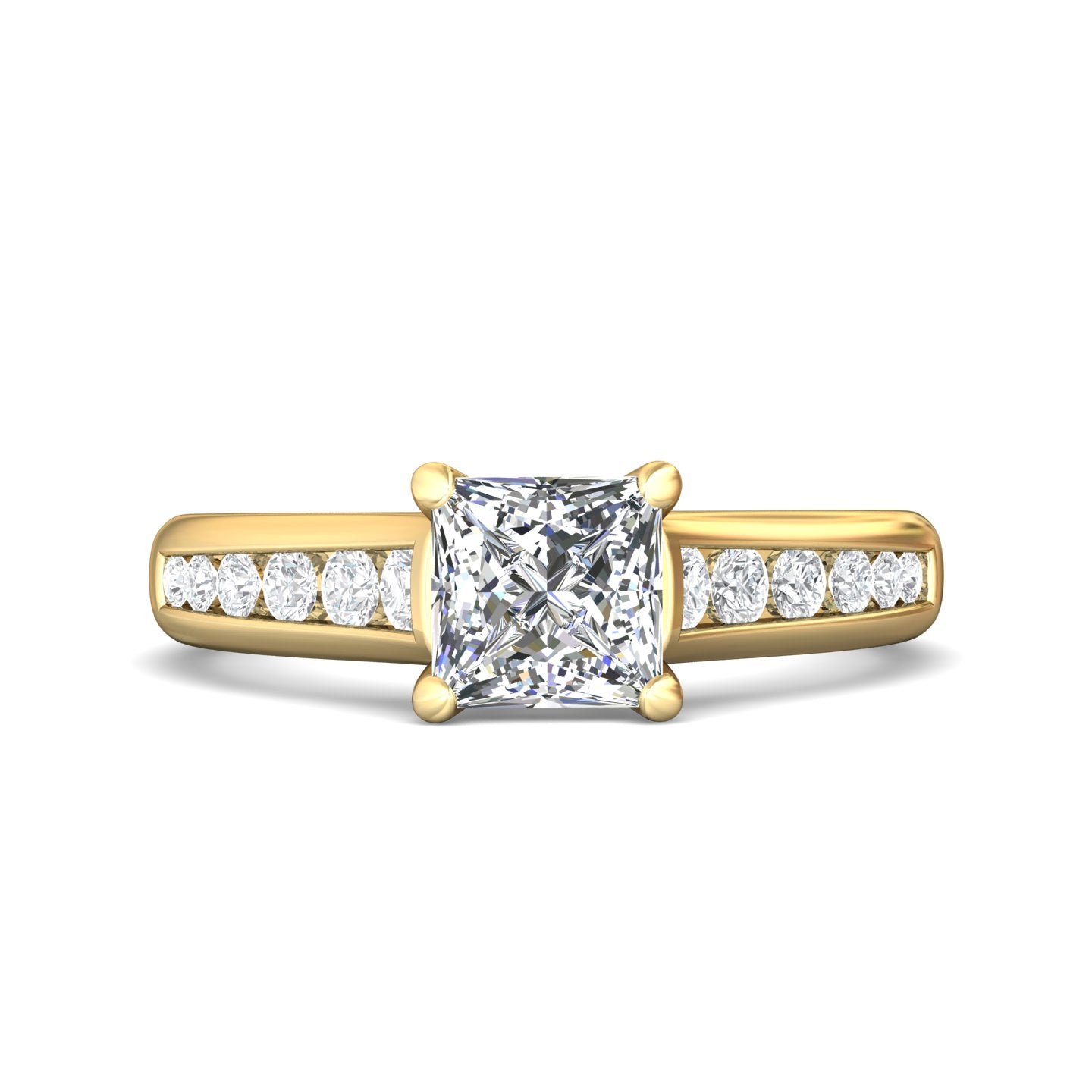 18K Gold Yellow Channel/Shared Prong Engagement Ring from the Channel/Shared Prong collection - DERC01XS_18KY_Pr_6_Prm_H-I_SI1