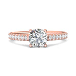 14K Gold Pink Micropave Engagement Ring from the Micropave collection - DERM18M_14KP_Rd_6.5_Prm_H-I_SI1