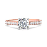 14K Gold Pink/White Micropave Engagement Ring from the Micropave collection - DERM18M_14KPW_Rd_6.5_Prm_H-I_SI1