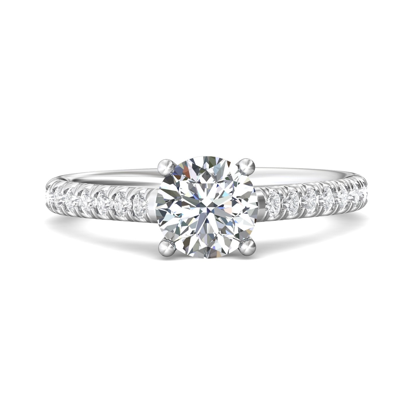 14K Gold White Micropave Engagement Ring from the Micropave collection - DERM18M_14KW_Rd_6.5_Prm_H-I_SI1