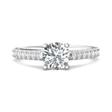 14K Gold White Micropave Engagement Ring from the Micropave collection - DERM18M_14KW_Rd_6.5_Prm_H-I_SI1
