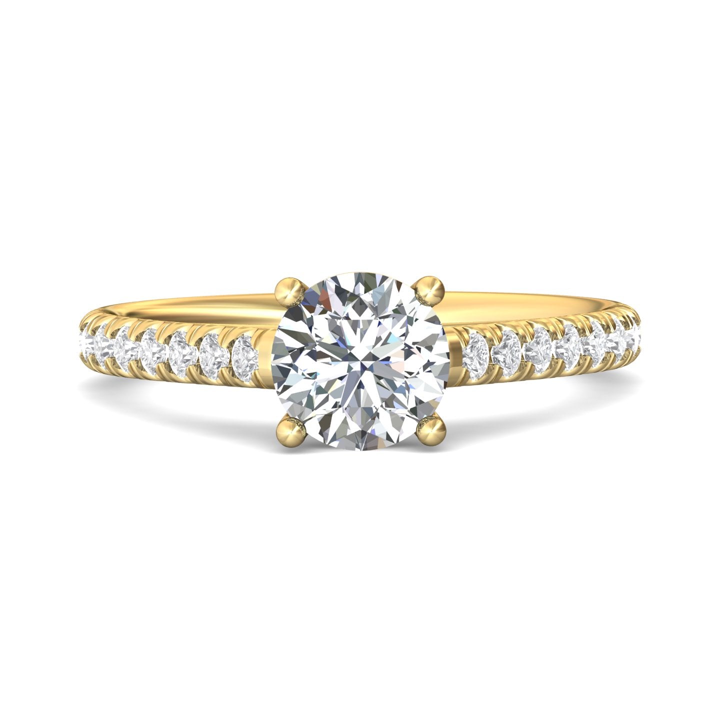 14K Gold Yellow Micropave Engagement Ring from the Micropave collection - DERM18M_14KY_Rd_6.5_Prm_H-I_SI1