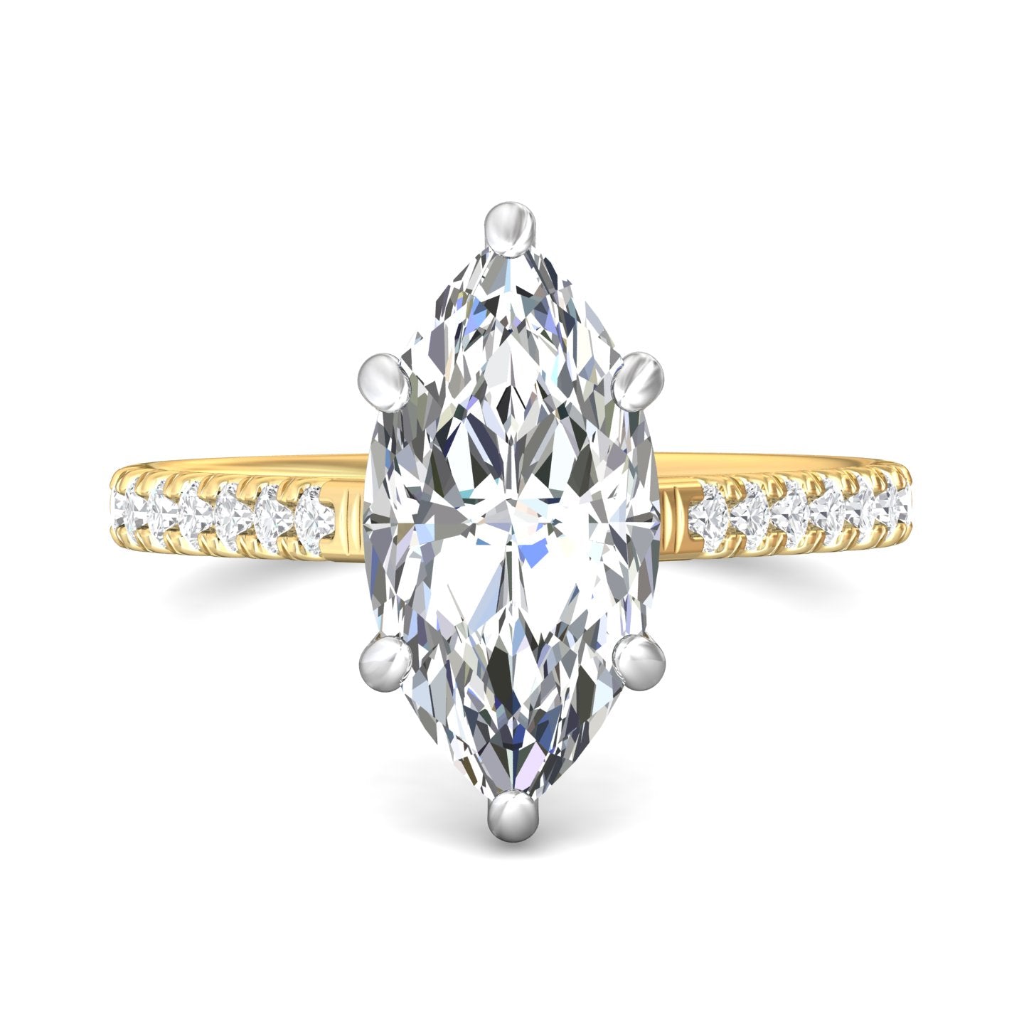 14K Gold Yellow/White Micropave Engagement Ring from the Micropave collection - DERM18M_14KYW_Mq_14.8X7.5_Prm_H-I_SI1
