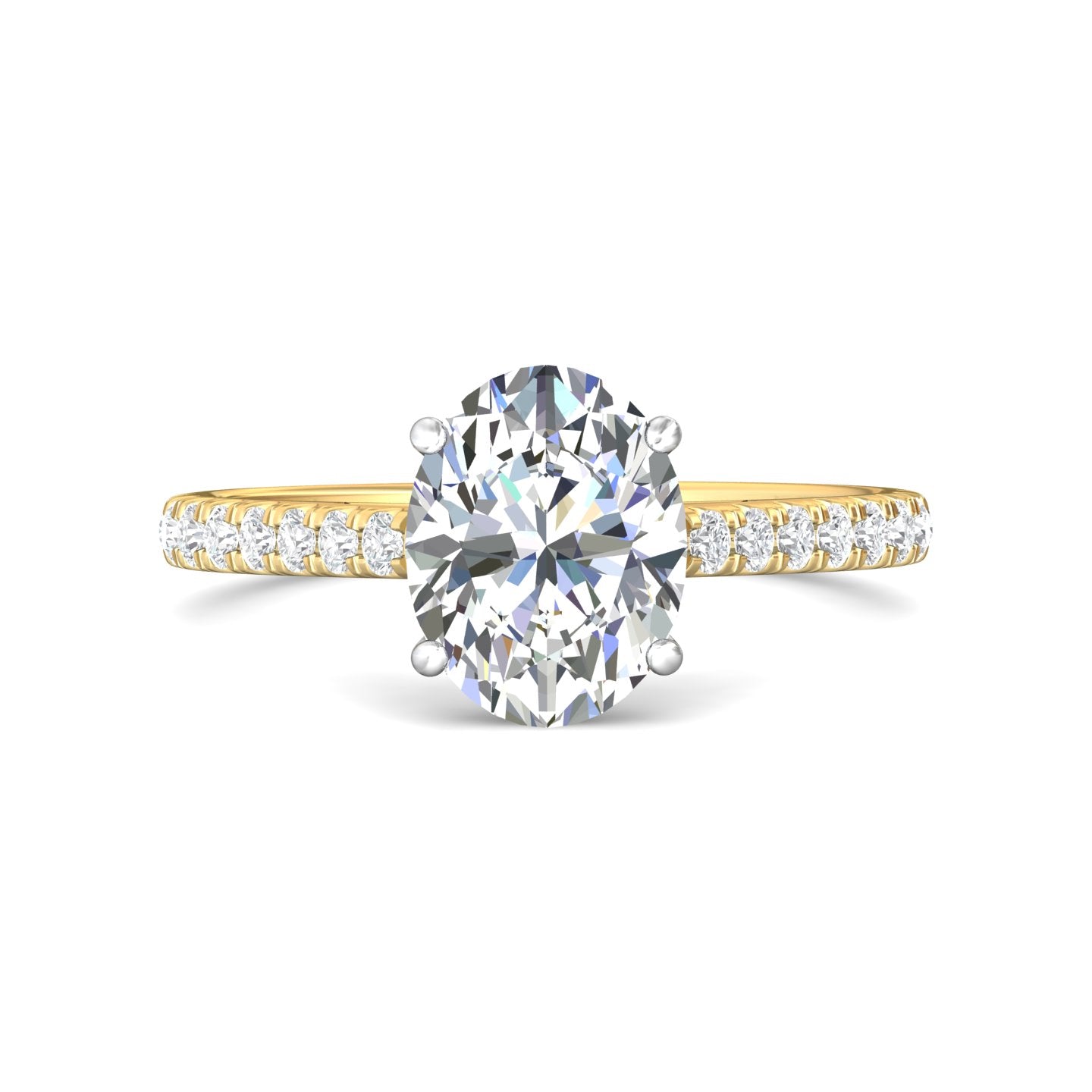 14K Gold Yellow/White Micropave Engagement Ring from the Micropave collection - DERM18M_14KYW_Ov_10X7_Prm_H-I_SI1