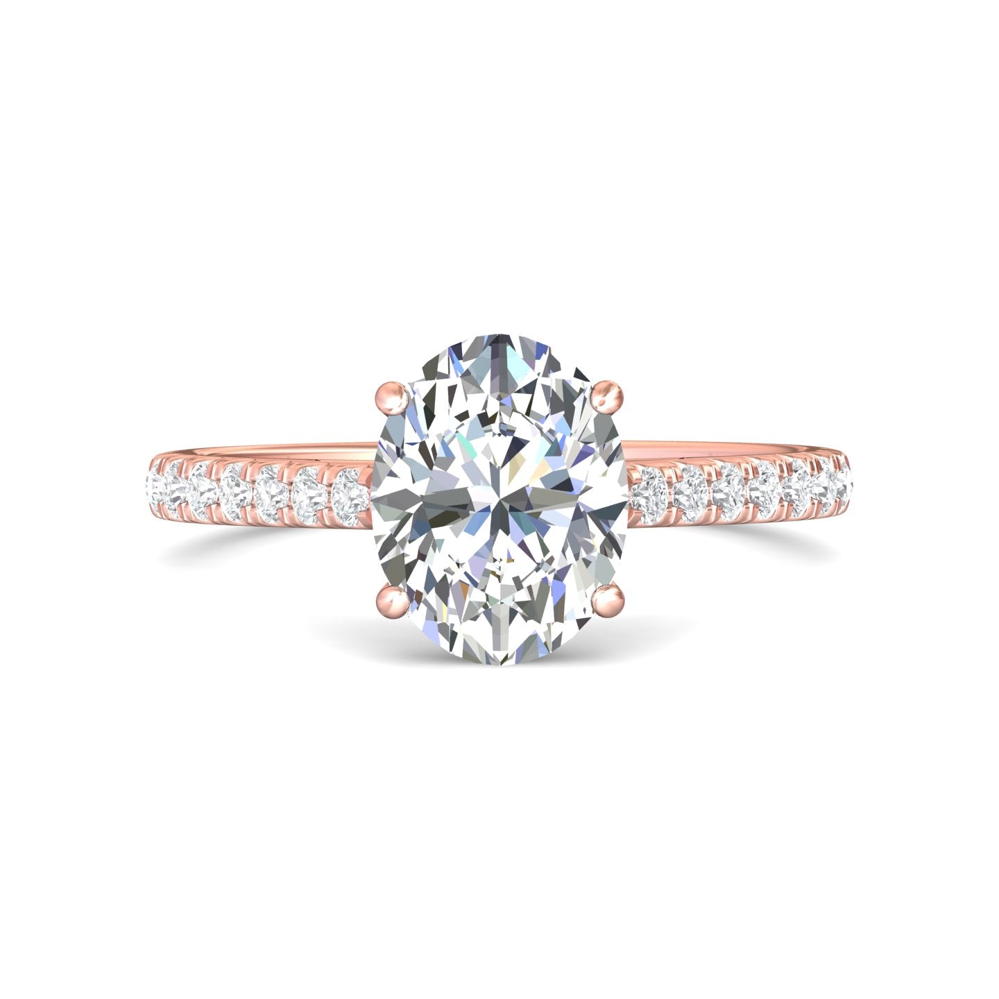 18K Gold Pink Micropave Engagement Ring from the Micropave collection - DERM18M_18KP_Ov_10X7_Prm_H-I_SI1