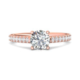 18K Gold Pink Micropave Engagement Ring from the Micropave collection - DERM18M_18KP_Rd_6.5_Prm_H-I_SI1