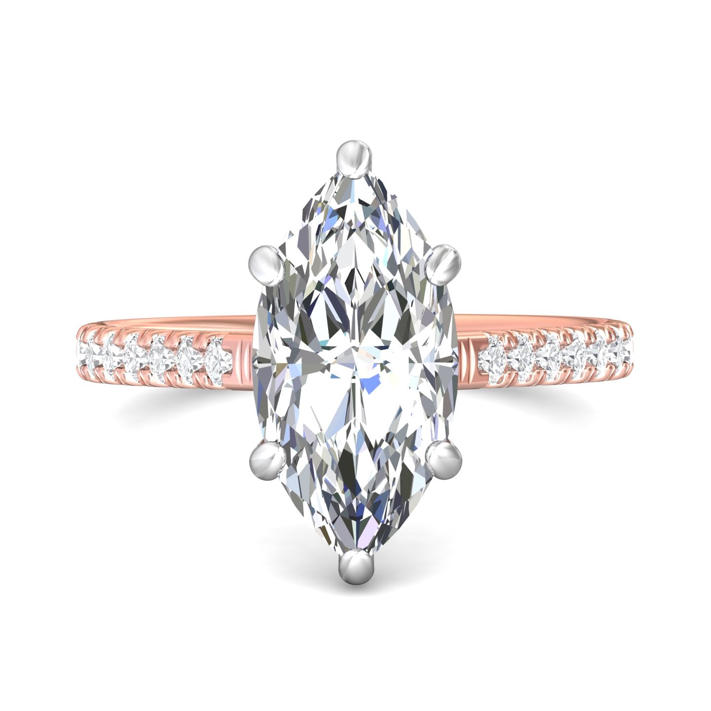 18K Gold White/Pink Micropave Engagement Ring from the Micropave collection - DERM18M_18KWP_Mq_14.8X7.5_Prm_H-I_SI1