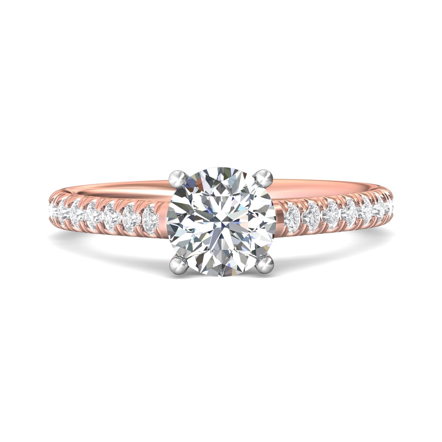 18K Gold White/Pink Micropave Engagement Ring from the Micropave collection - DERM18M_18KWP_Rd_6.5_Prm_H-I_SI1