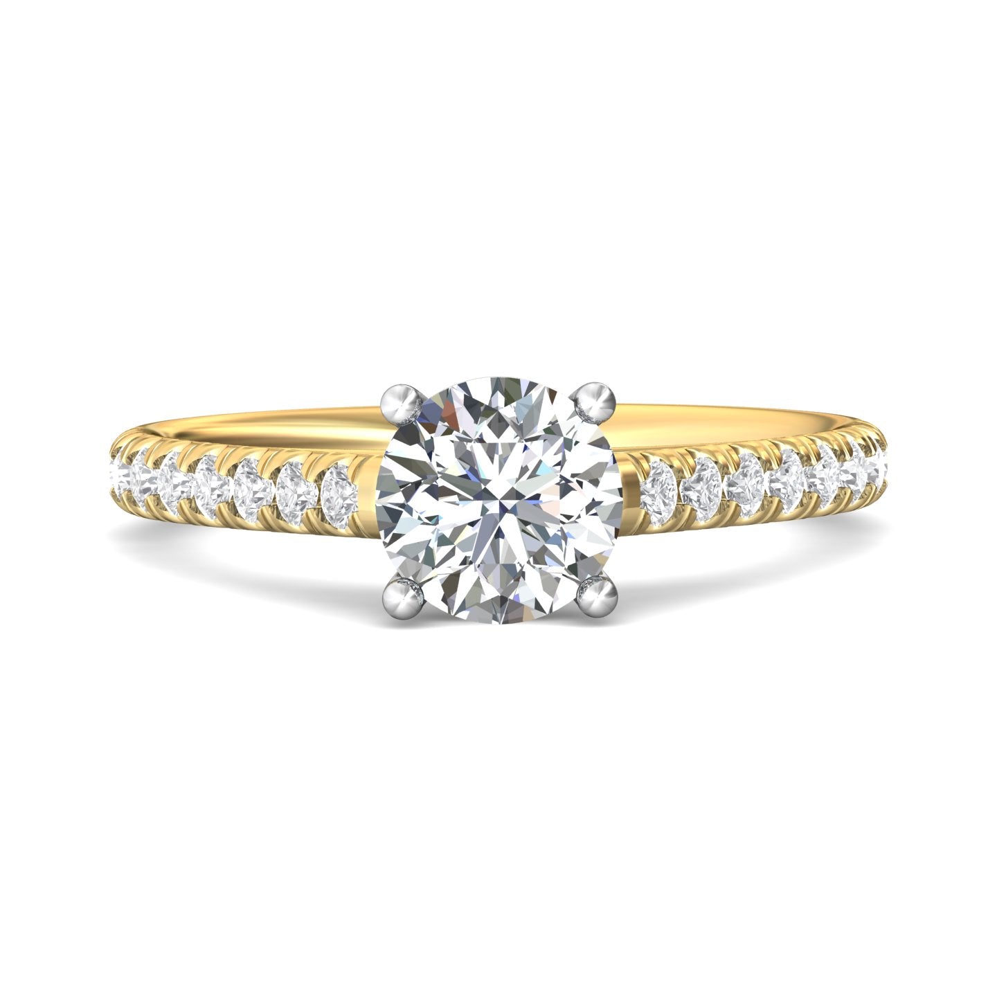 18K Gold White/Yellow Micropave Engagement Ring from the Micropave collection - DERM18M_18KWY_Rd_6.5_Prm_H-I_SI1
