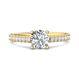 18K Gold Yellow Micropave Engagement Ring from the Micropave collection - DERM18M_18KY_Rd_6.5_Prm_H-I_SI1
