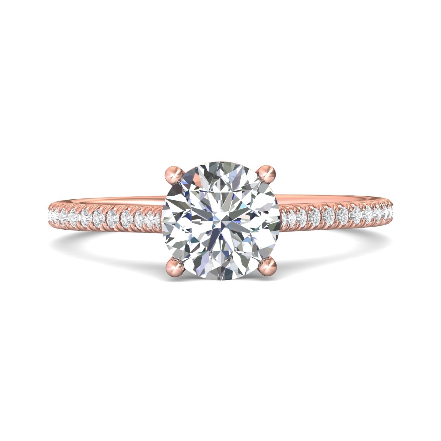 14K Gold Pink Micropave Engagement Ring from the Micropave collection - DERM30_14KP_Rd_7.0_Prm_H-I_SI1