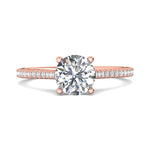 14K Gold Pink Micropave Engagement Ring from the Micropave collection - DERM30_14KP_Rd_7.0_Prm_H-I_SI1