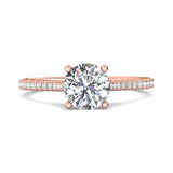 14K Gold Pink Micropave Engagement Ring from the Micropave collection - DERM30_14KP_Rd_7.0_Prm_H-I_SI1
