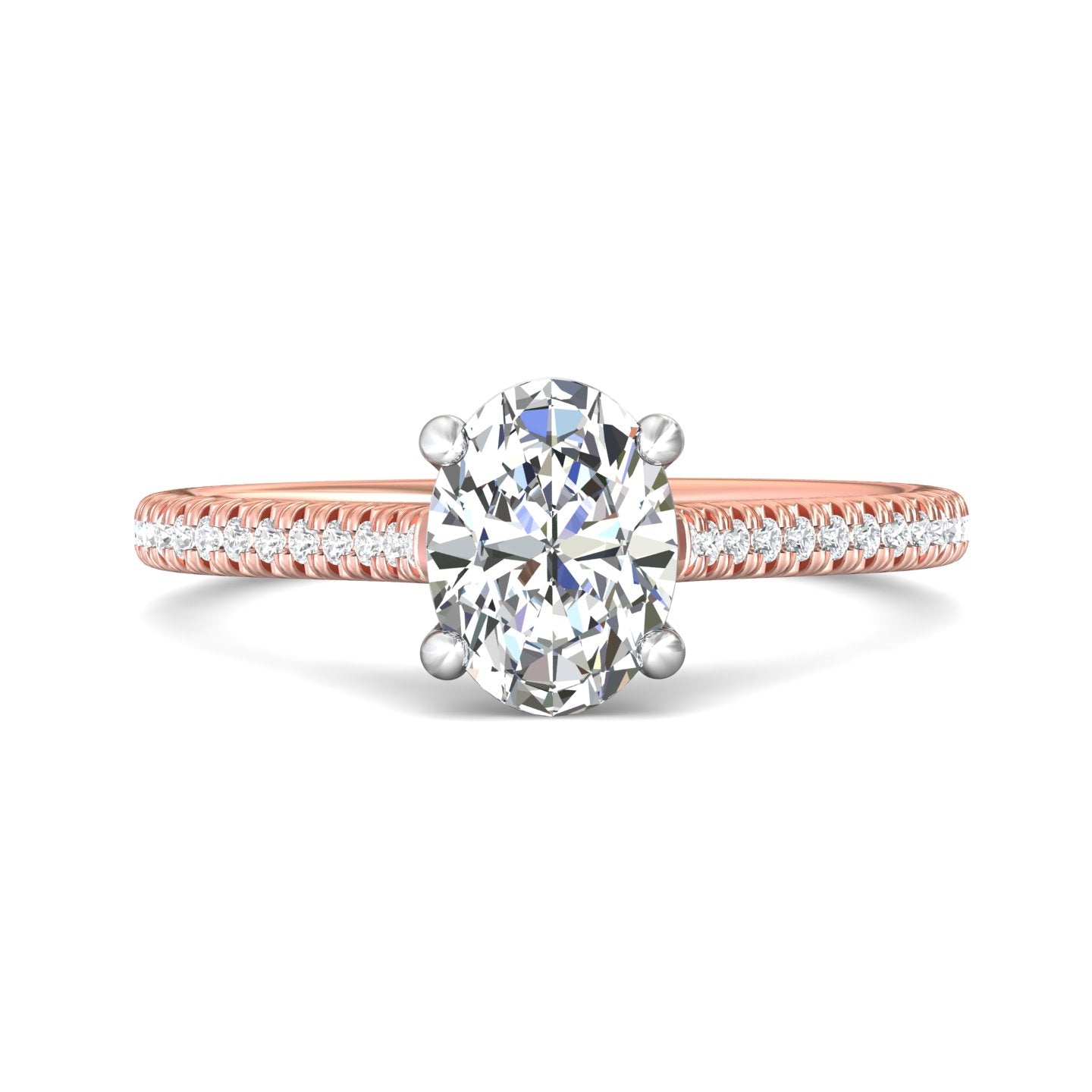 14K Gold Pink/White Micropave Engagement Ring from the Micropave collection - DERM30_14KPW_Ov_8.2X6.1_Prm_H-I_SI1