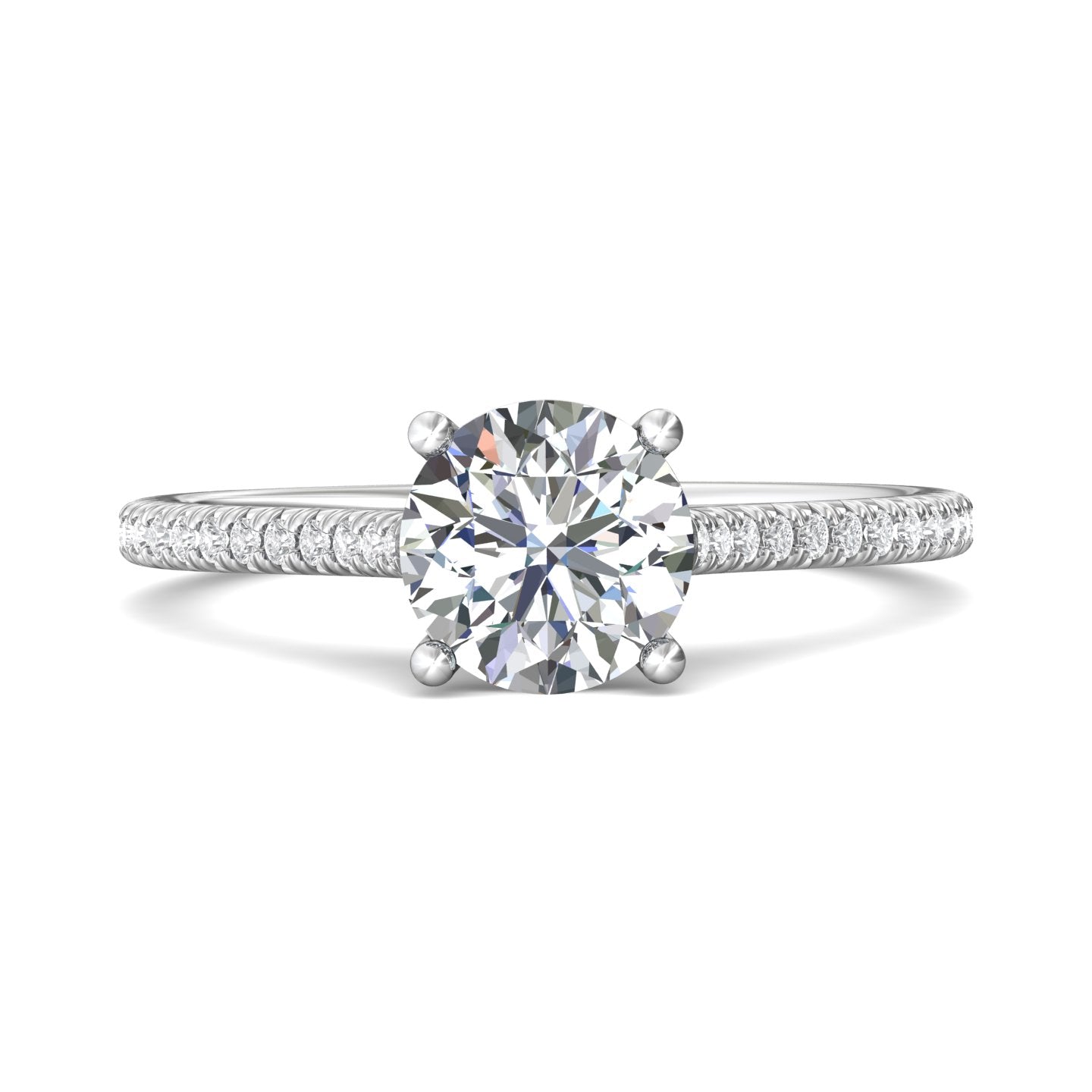 14K Gold White Micropave Engagement Ring from the Micropave collection - DERM30_14KW_Rd_7.0_Prm_H-I_SI1