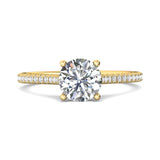 14K Gold Yellow Micropave Engagement Ring from the Micropave collection - DERM30_14KY_Rd_7.0_Prm_H-I_SI1