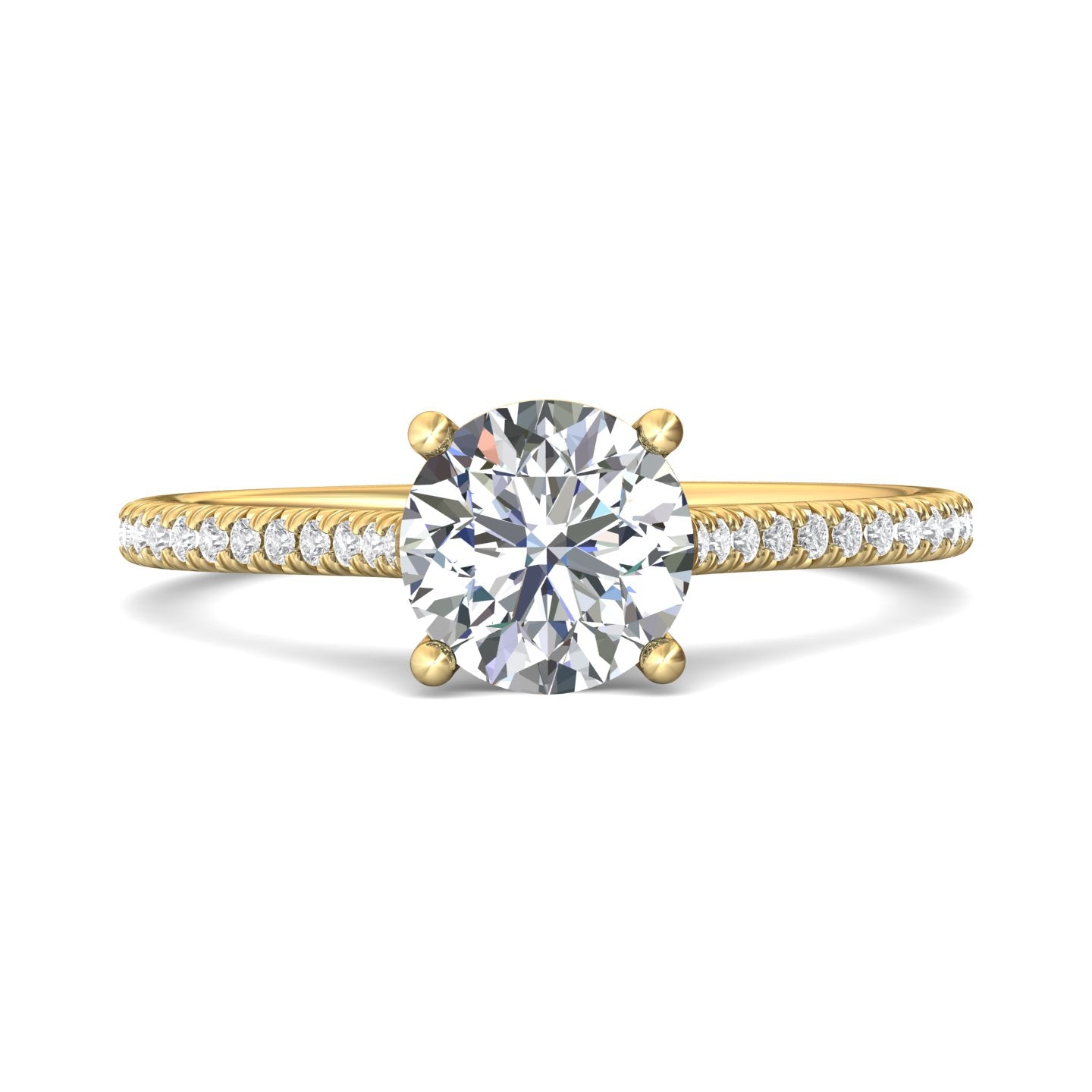 14K Gold Yellow Micropave Engagement Ring from the Micropave collection - DERM30_14KY_Rd_7.0_Prm_H-I_SI1