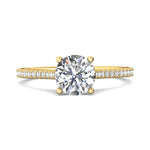 14K Gold Yellow Micropave Engagement Ring from the Micropave collection - DERM30_14KY_Rd_7.0_Prm_H-I_SI1