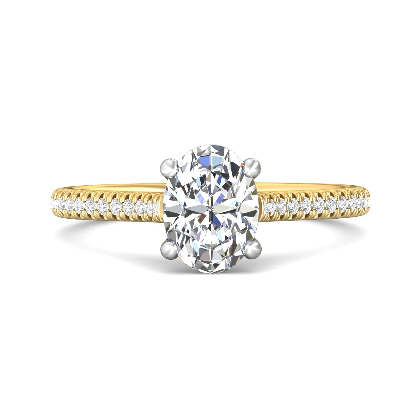 18K Gold White/Yellow Micropave Engagement Ring from the Micropave collection - DERM30_18KWY_Ov_8.2X6.1_Prm_H-I_SI1