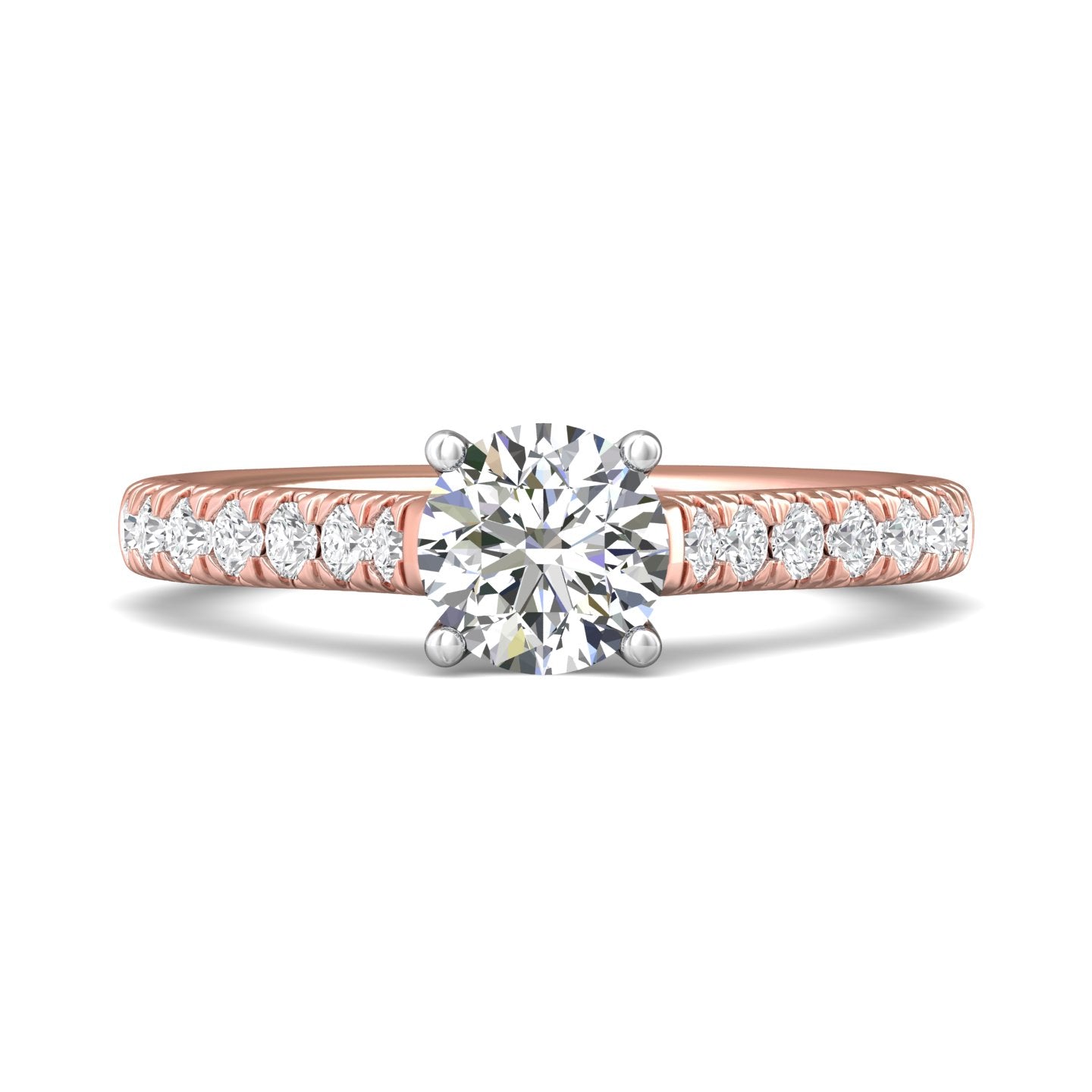 14K Gold Pink/White Micropave Engagement Ring from the Micropave collection - DERM30S-1_14KPW_Rd_6.5_Prm_H-I_SI1