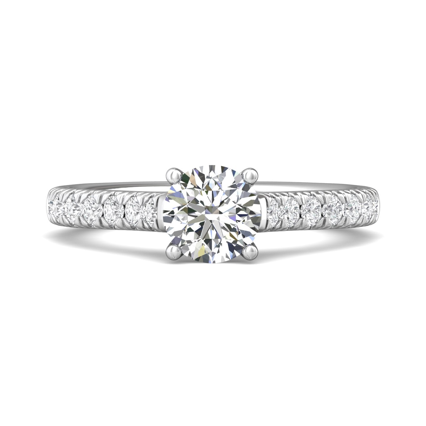 18K Gold White Micropave Engagement Ring from the Micropave collection - DERM30S-1_18KW_Rd_6.5_Prm_H-I_SI1