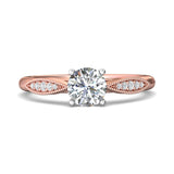 14K Gold Pink/White Micropave Engagement Ring from the Micropave collection - DERM31XS_14KPW_Rd_6_Prm_H-I_SI1