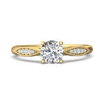 14K Gold Yellow Micropave Engagement Ring from the Micropave collection - DERM31XS_14KY_Rd_6_Prm_H-I_SI1