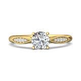 14K Gold Yellow Micropave Engagement Ring from the Micropave collection - DERM31XS_14KY_Rd_6_Prm_H-I_SI1