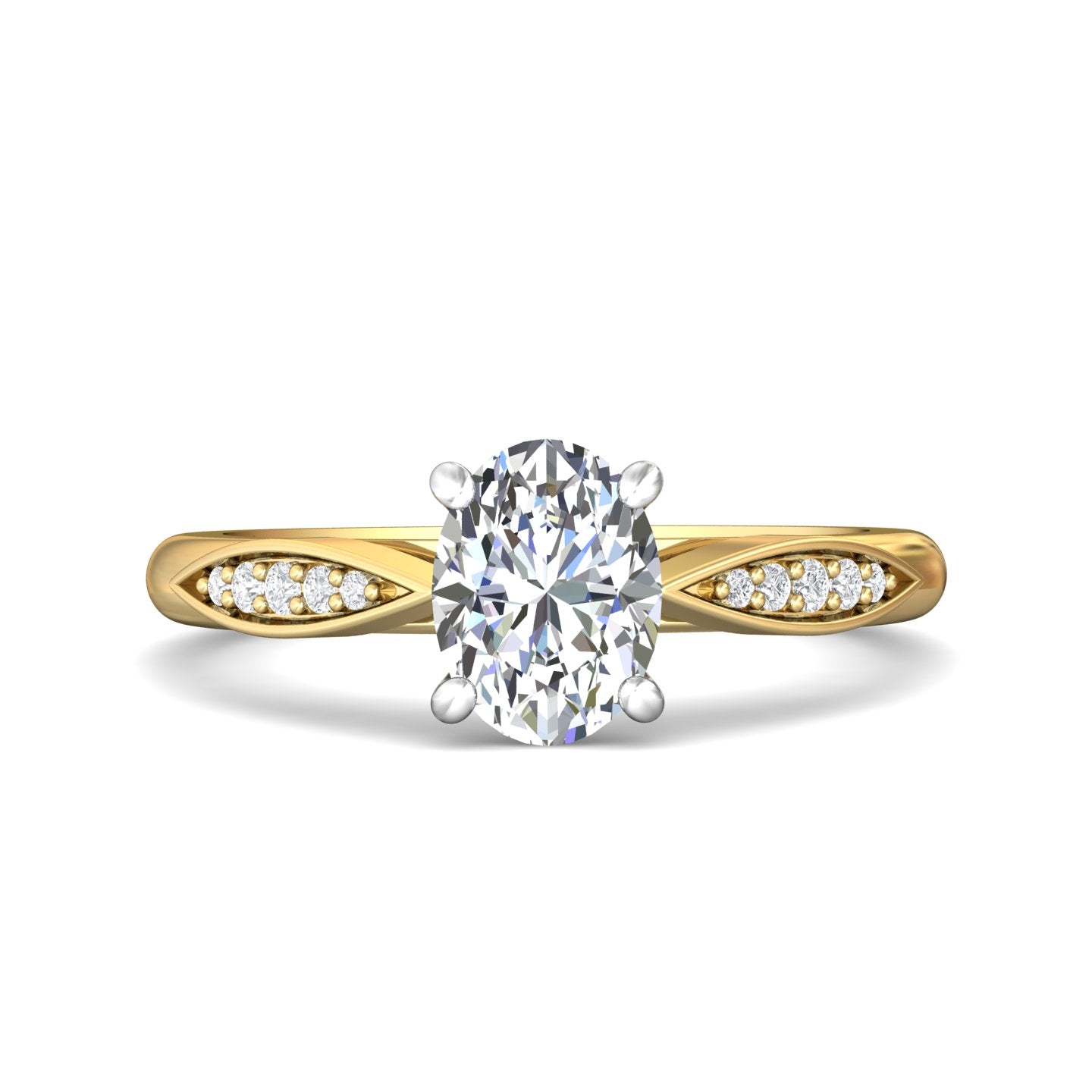 14K Gold Yellow/White Micropave Engagement Ring from the Micropave collection - DERM31XS_14KYW_Ov_8X6_Prm_H-I_SI1