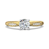 14K Gold Yellow/White Micropave Engagement Ring from the Micropave collection - DERM31XS_14KYW_Rd_6.0_Prm_H-I_SI1
