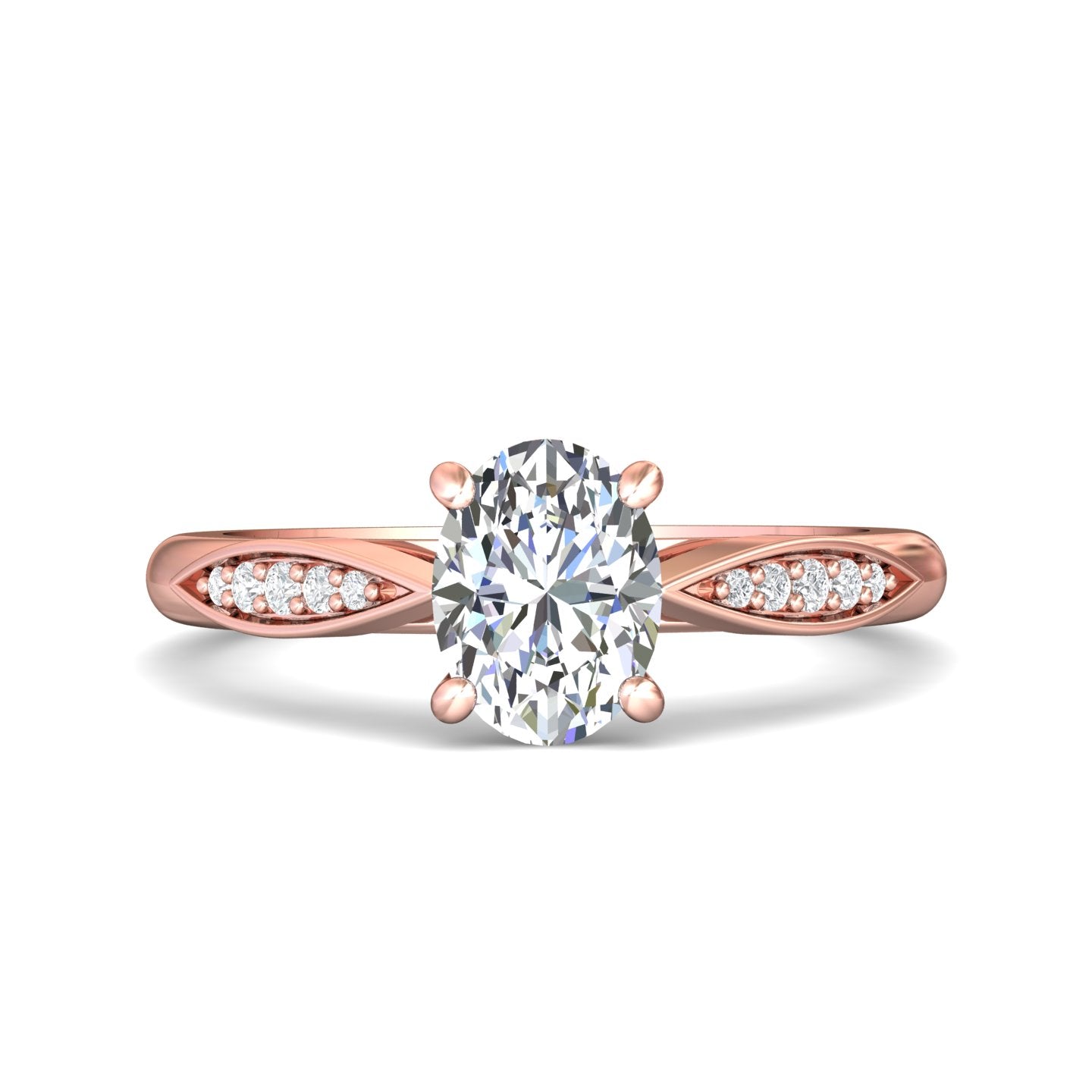 18K Gold Pink Micropave Engagement Ring from the Micropave collection - DERM31XS_18KP_Ov_8X6_Prm_H-I_SI1