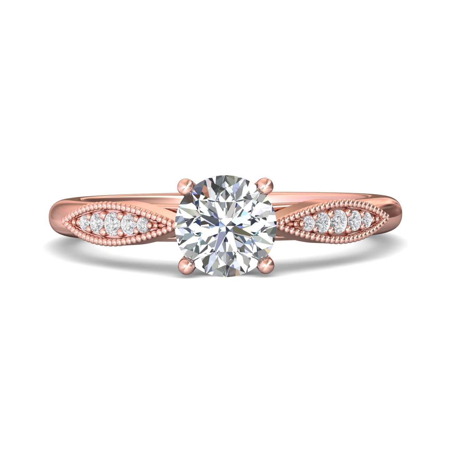 18K Gold Pink Micropave Engagement Ring from the Micropave collection - DERM31XS_18KP_Rd_6_Prm_H-I_SI1