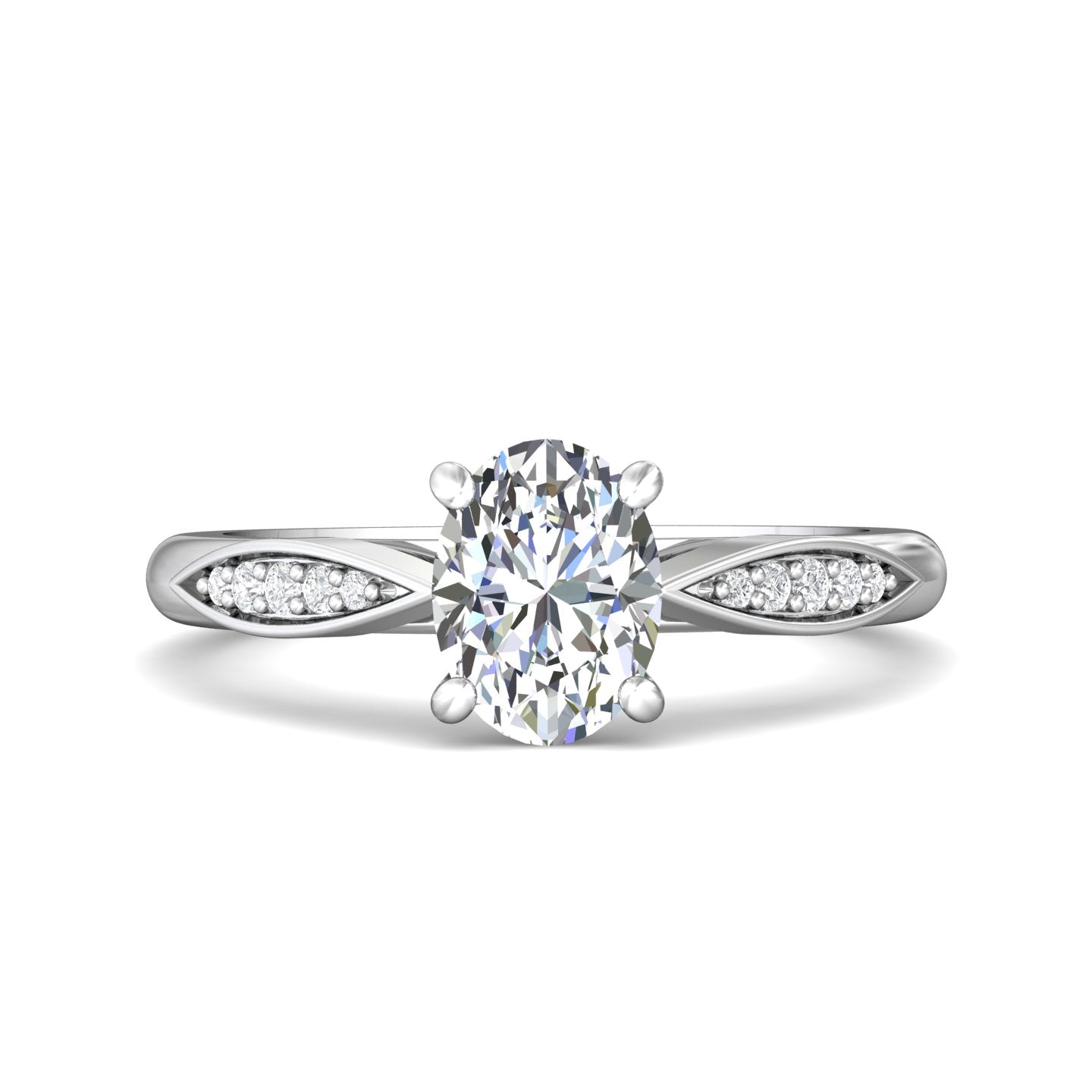 18K Gold White Micropave Engagement Ring from the Micropave collection - DERM31XS_18KW_Ov_8X6_Prm_H-I_SI1