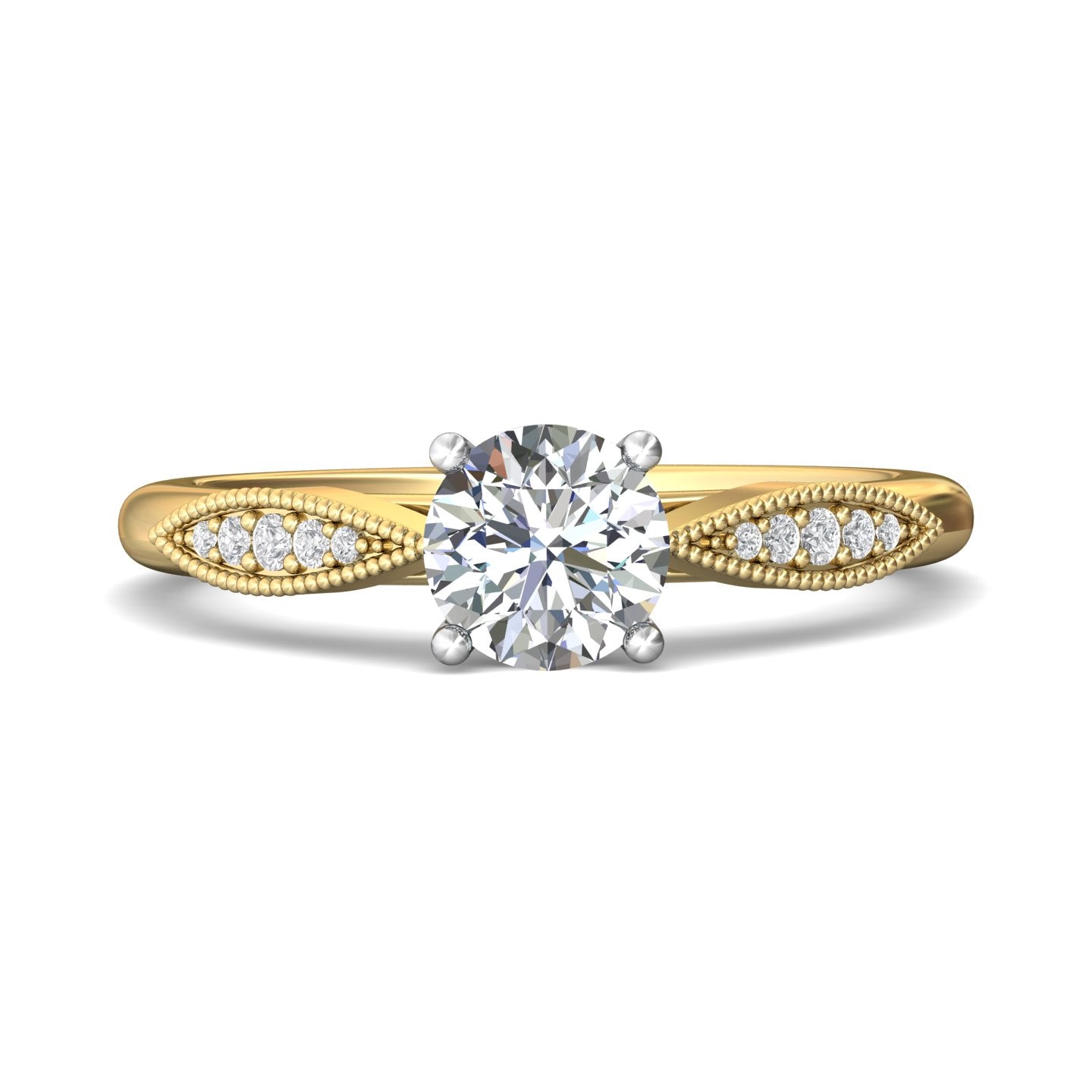 18K Gold White/Yellow Micropave Engagement Ring from the Micropave collection - DERM31XS_18KWY_Rd_6.0_Prm_H-I_SI1