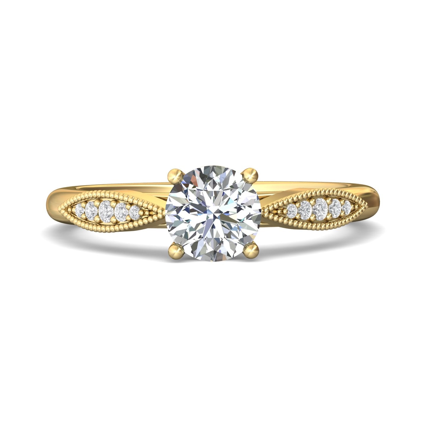 18K Gold Yellow Micropave Engagement Ring from the Micropave collection - DERM31XS_18KY_Rd_6_Prm_H-I_SI1