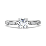 18K Gold White Micropave Engagement Ring from the Micropave collection - DERM31XSR_18KW_Rd_6.5_Prm_H-I_SI1